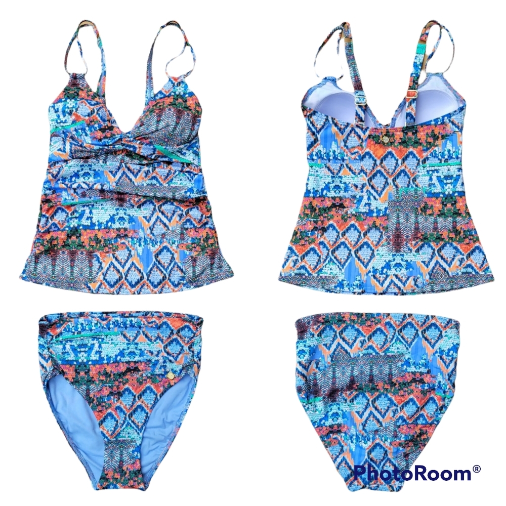 Sunseeker Two-piece Multicolored Floral Swimwear Summer Beach Pool Women Size 4